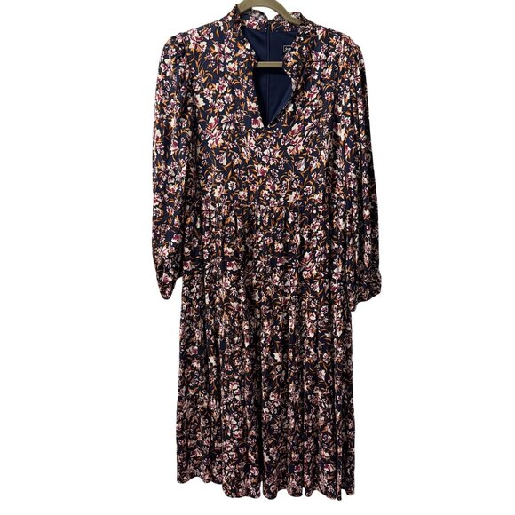 Jessica Howard Floral Print Midi Dress Sz 14P Navy Multicolor Dress - Picture 1 of 12